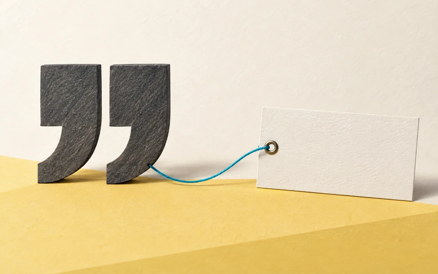 Editorial illustration. A quotation is connected to its reference: making an answer traceable to a source.